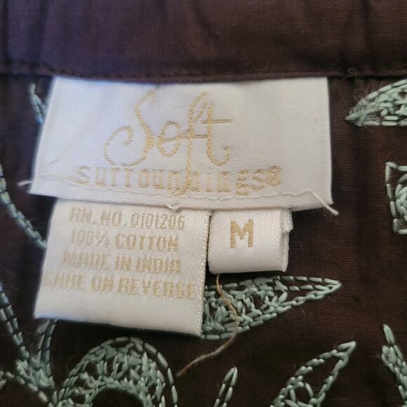 Soft Surroundings Maxi Skirt Cotton Embroidered  Coastal Boho western  Indie - Picture 12 of 13